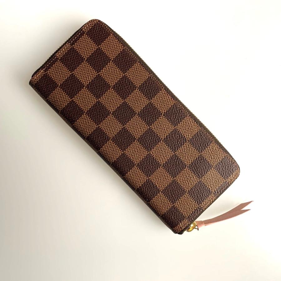 ルイヴィトン LOUIS VUITTON 財布 長財布 ラウンドファスナー ダミエ ローズバレリーヌ ブラウン ピンク ゴールド