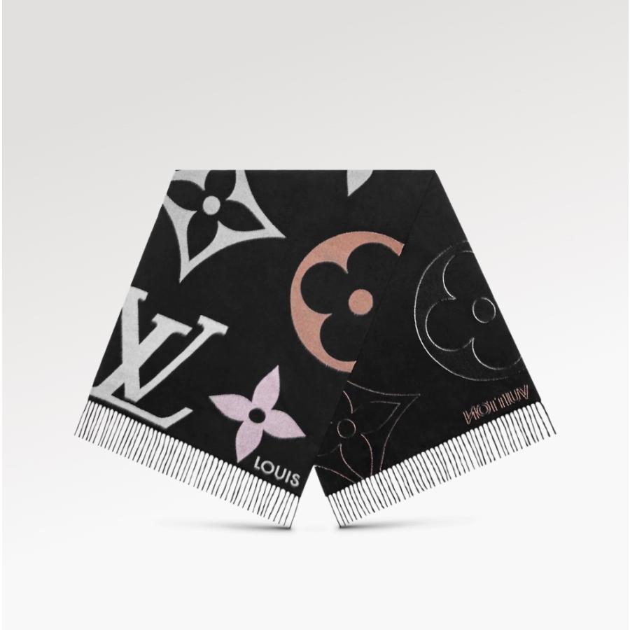 数量限定 特売 ルイヴィトン Louis Vuitton マフラー ノワール ブラック カシミヤ ウール モノグラム ジャイアント 新しいコレクション Www Gran Gusto It