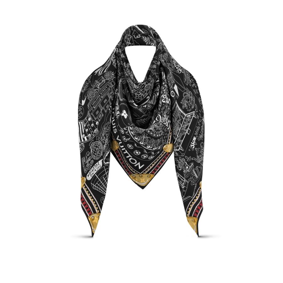 激安/新作 ルイヴィトン LOUIS VUITTON ショール ブラック プリント