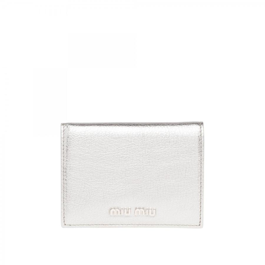 年末のプロモーション 小財布 財布 ミュウミュウ Miumiu ブランド専門店 レザー ロゴ 本革 レザー シルバー 新作 二つ折り ２つ折り 小財布 財布 Miumiu ミウミウ ミュウミュウ 財布 Www Varney Com Br