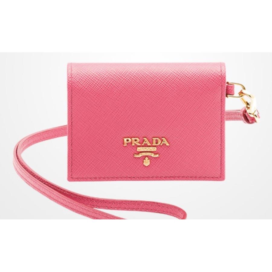 プラダ PRADA カードケース パスケース ピンク ゴールド レザー
