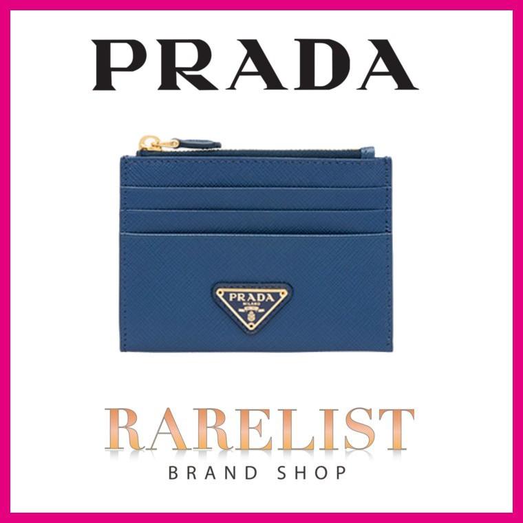 プラダ Prada カードケース パスケース コインケース ブリュエット ブルー ゴールド レザー Prada1mc026qhhfmc122qwaf0002 ブランドショップrarelist 通販 Yahoo ショッピング
