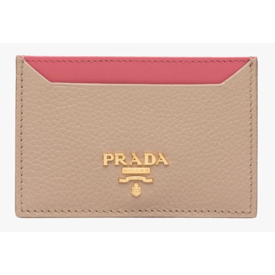 プラダ PRADA カードケース パスケース 名刺入れ ベージュ ピンク