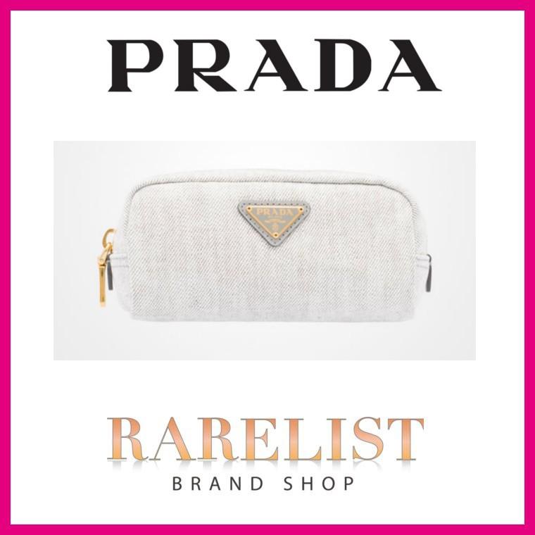 PRADA プラダ デニム 三角ロゴ ポーチ バニティ 化粧ポーチ 小物入れ