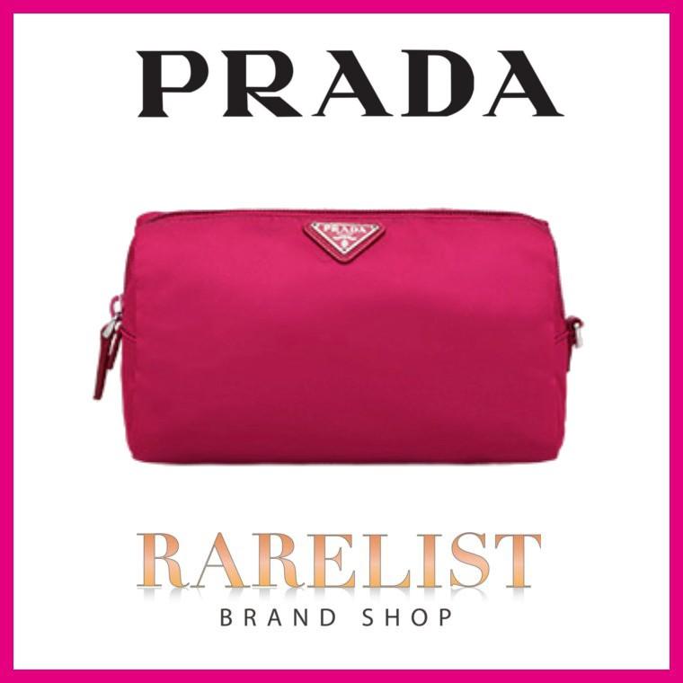売店 プラダ PRADA ポーチ コスメポーチ 小物入れ ピンク シルバー