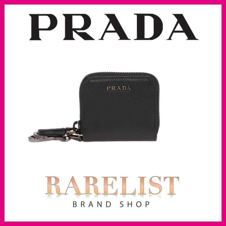 プラダ Prada コインケース 小銭入れ ラウンドファスナー キーリング ネロ ブラック ネイビー レザー ロゴ Supersport Tn