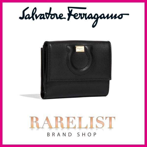 超歓迎 Salvatore Ferragamo サルバトーレ フェラガモ 財布 小財布 ２つ折り 二つ折り 新作 ブラック 黒 ゴールド レザー 本革 エンボス ガンチーニ ロゴ Salvatoreferragamo22ccccbbccc877 ブランド