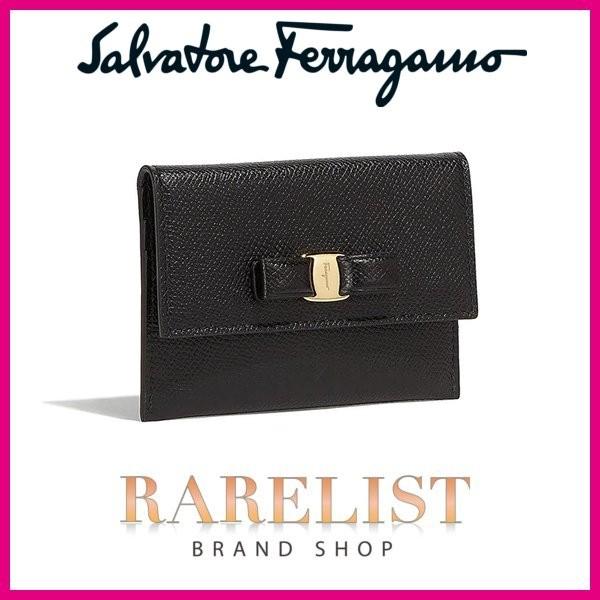 Salvatore Ferragamo サルバトーレ フェラガモ カードケース 新作 ブラック 黒 ゴールド レザー 本革 リボン ロゴ Creyman Com
