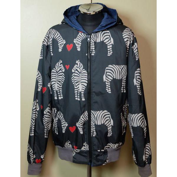 ボヘミアンズ ラブゼブラ リバーシブル パーカー L ナイロンジャケット  
