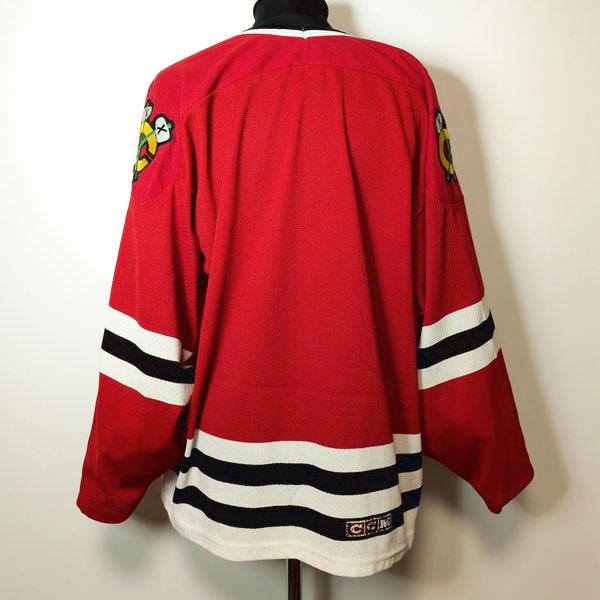 ユニフォーム CCM カナダ製 ブラックホークス NHL ホッケーシャツ L ホッケー