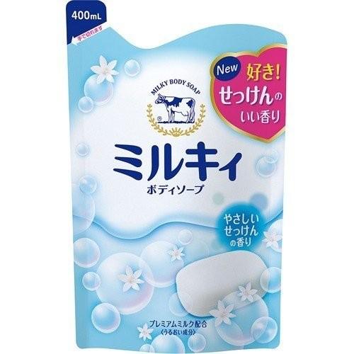 ミルキィ ボディソープ やさしいせっけんの香り 詰替用 400ml 国産 石けん 牛乳石鹸｜rashiku-shop