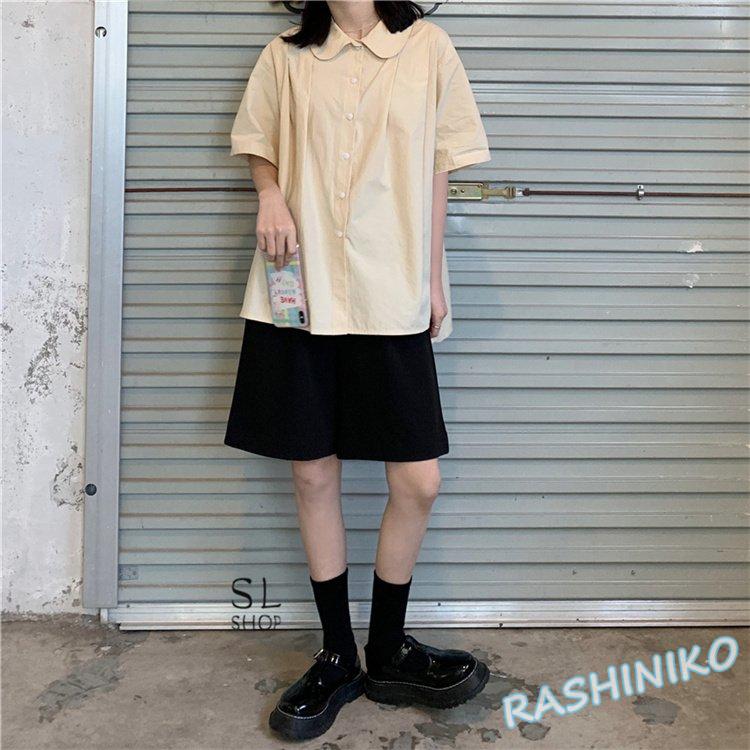 シャツ レディース メンズ 半袖 ブラウス ロング丈 襟付き 柄物 トップス カジュアル おしゃれ 男女兼用 敬老の日 おすすめ