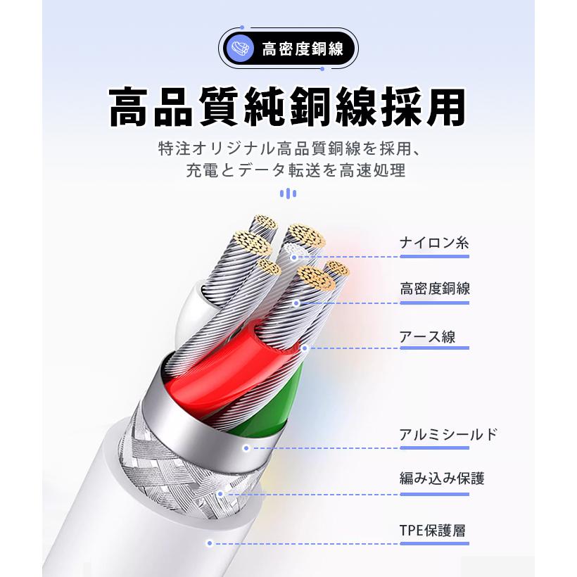 充電 ケーブル USB ケーブル iPhone ケーブル 0.25m/0.5m/1m/2m 高品質 AppleMFI認証品 充電器 断線強い 丈夫 iPhone/iPad対応 2.4A 急速充電 |  | 09