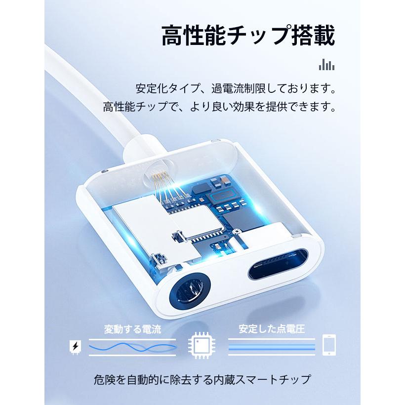 iPhone 変換アダプター 2in1 イヤホン 3.5mm イヤホンジャック 変換 + 充電 iPhone/iPad接続 変換ケーブル イヤホン変換 音量調整 充電機 |  | 11