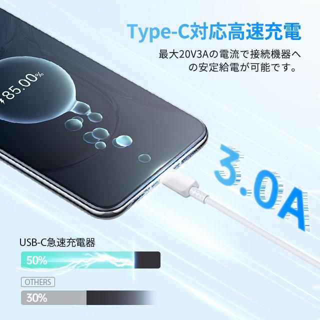 USB Type-Cケーブル 1m/2m 3A  USB-IF認定済み タイプC モバイルバッテリー Type-C端子 急速充電 スピードデータ転送 Xperia Galaxy AQUOS 多機種対応 |  | 03