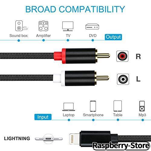 Lightning to RCA Cable Audio Aux Adapter Stereo Y Splitter Adapter for Select iPhone iPad and