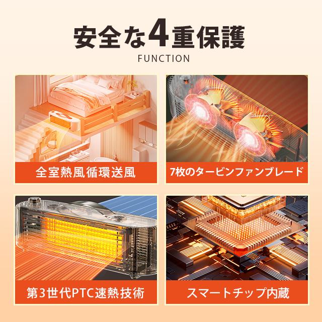 暖風機 電気ヒーター 省エネ 静音 小型暖風機 電気ストーブ セラミックヒーター 電気ファンヒータ 800W/450W 足元 ヒーター 転倒自動オフ 過熱保護 コンパクト |  | 05