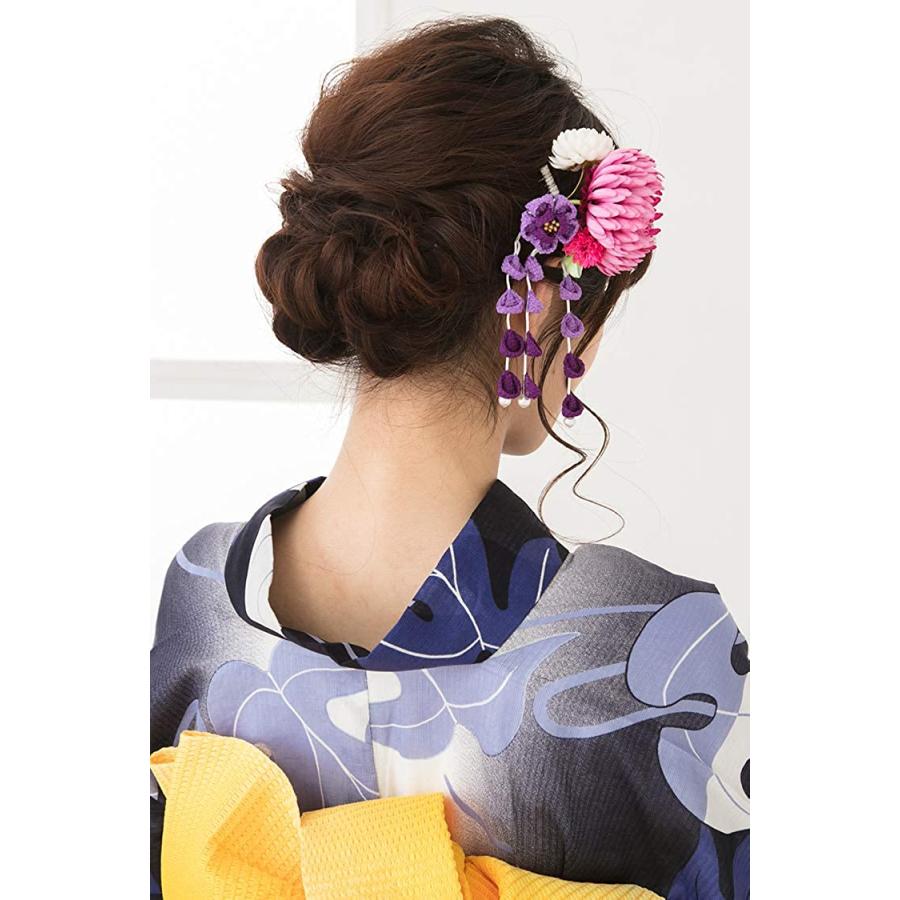 浴衣 髪飾り 成人式 花 結婚式 和装 リボン ヘアーアクセサリー 二次会 着物 礼装用 留袖 卒業式 入学式 ヘアーアレンジ 紺