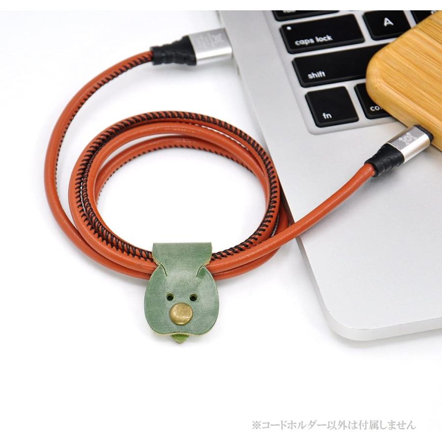 在庫あり Hanatora イギリス伝統製法 ブライドルレザー オシャレでかわいい コードホルダー 3点セット わんこ グリーン Bridle Pmajk Gov Pk