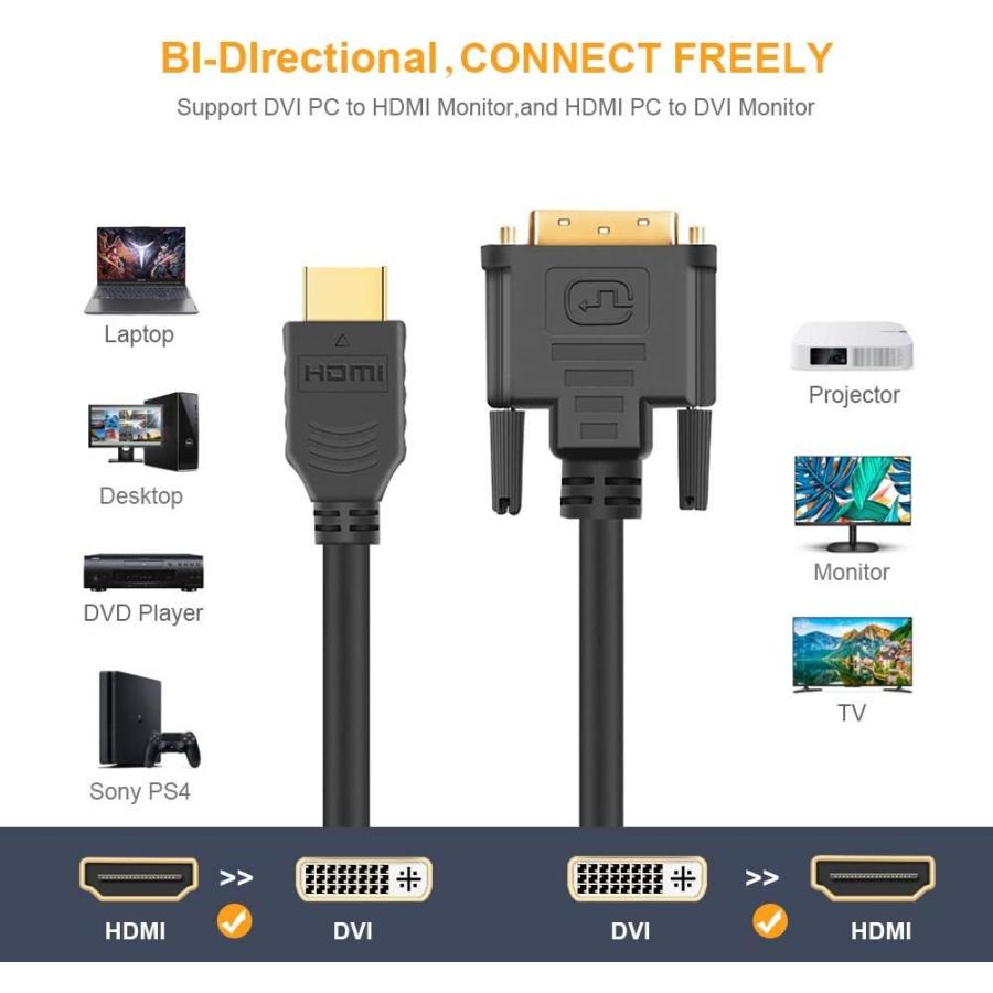 HDMI to DVIケーブル CableCreation DVI 金メッキ HDTV 毎日がバーゲンセール アダプターケーブル 24+1