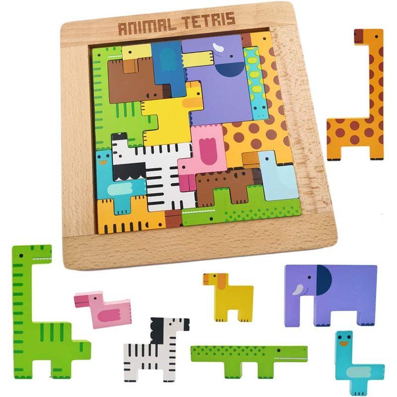 テトリス 木製 パズル 知育玩具 モンテッソーリ キッズ 木のおもちゃ
