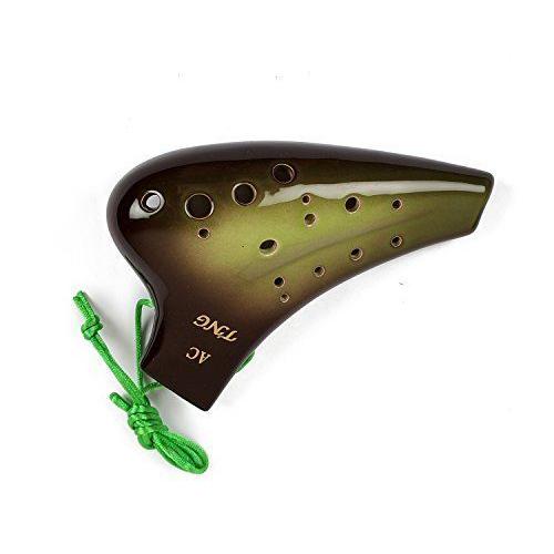 TNG オカリナ 器 ダブル/アルト/グリーン 高級 C調 AC 複数管 (運指表付き)