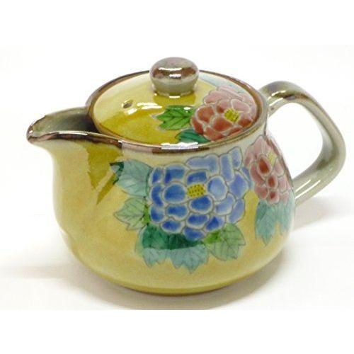 九谷焼ティーポット・急須大 濃い塗り牡丹裏絵