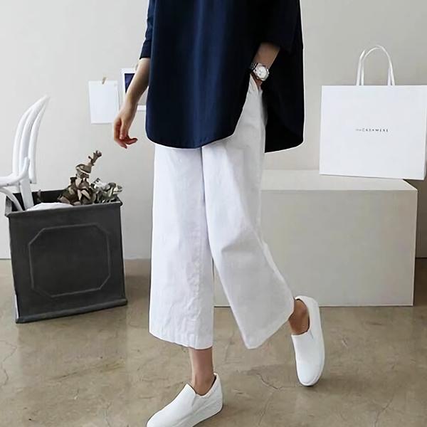 パンツ ガウチョ ワイドパンツ レディース 夏 黒 白 おしゃれ ボトムス ゆったり 涼しい 7分丈 [郵1]^b221^ | uricca | 01