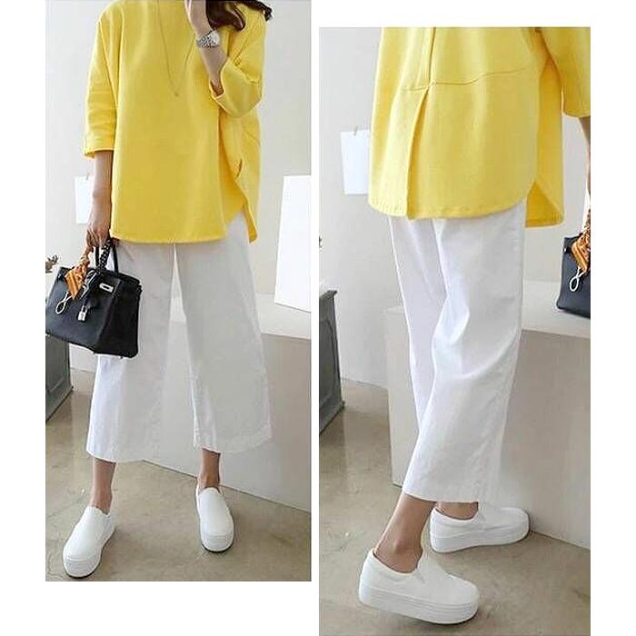 パンツ ガウチョ ワイドパンツ レディース 夏 黒 白 おしゃれ ボトムス ゆったり 涼しい 7分丈 [郵1]^b221^ | uricca | 05