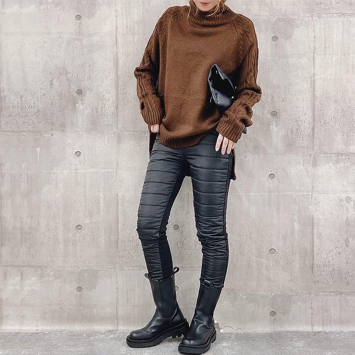 パンツ スキニーパンツ レディース 裏起毛 秋 冬 黒 おしゃれ ロング ダウン風 防寒 保温 軽量 ゴルフ 極暖 [郵3]^b293^ | uricca | 12