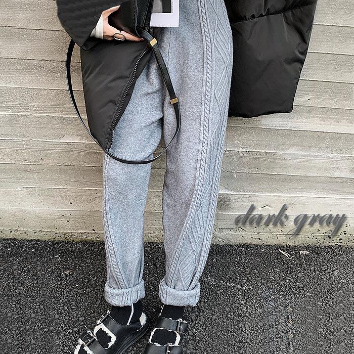 ケーブルニットパンツ テーパードパンツ ゆったり リラックス ウエストゴム ボトムス レディース 送料無料^b295^ | uricca | 09