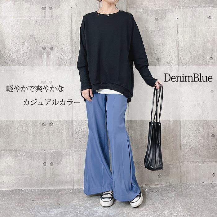 1596円 クーポンで！ パンツ ロング レディース フレアパンツ 黒 白 春 おしゃれ かわいい 30代 40代 50代 無地 ボトムス ベルボトム [郵3]^b313^ | uricca | 13