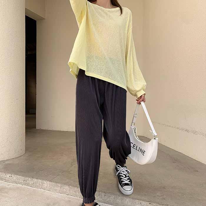 パンツ ロング ジョガーパンツ レディース 秋 冬 黒 おしゃれ かわいい 30代 40代 50代 プリーツ ロング ボトムス [郵1.5]^b367^ | uricca | 17