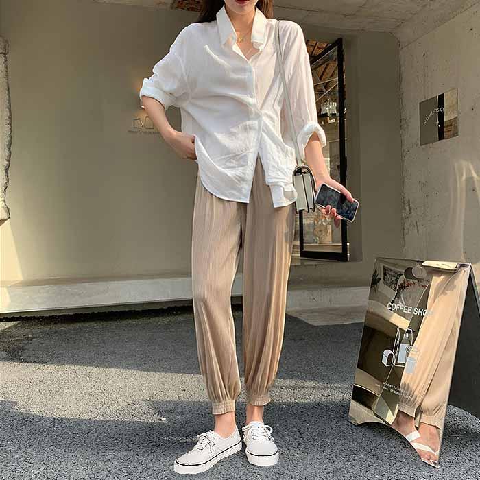 パンツ ロング ジョガーパンツ レディース 秋 冬 黒 おしゃれ かわいい 30代 40代 50代 プリーツ ロング ボトムス [郵1.5]^b367^ | uricca | 19