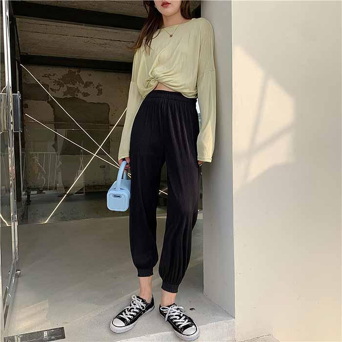 パンツ ロング ジョガーパンツ レディース 秋 冬 黒 おしゃれ かわいい 30代 40代 50代 プリーツ ロング ボトムス [郵1.5]^b367^ | uricca | 13