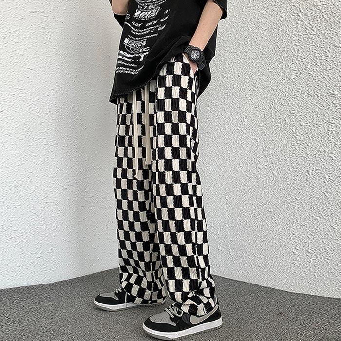 パンツ レディース 夏 黒 白 おしゃれ チェック ボトムス ウエストゴム ブロックチェック [郵3]^b368^ | uricca | 06