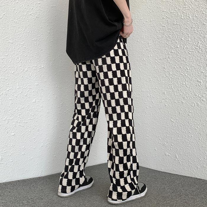 パンツ レディース 夏 黒 白 おしゃれ チェック ボトムス ウエストゴム ブロックチェック [郵3]^b368^ | uricca | 08
