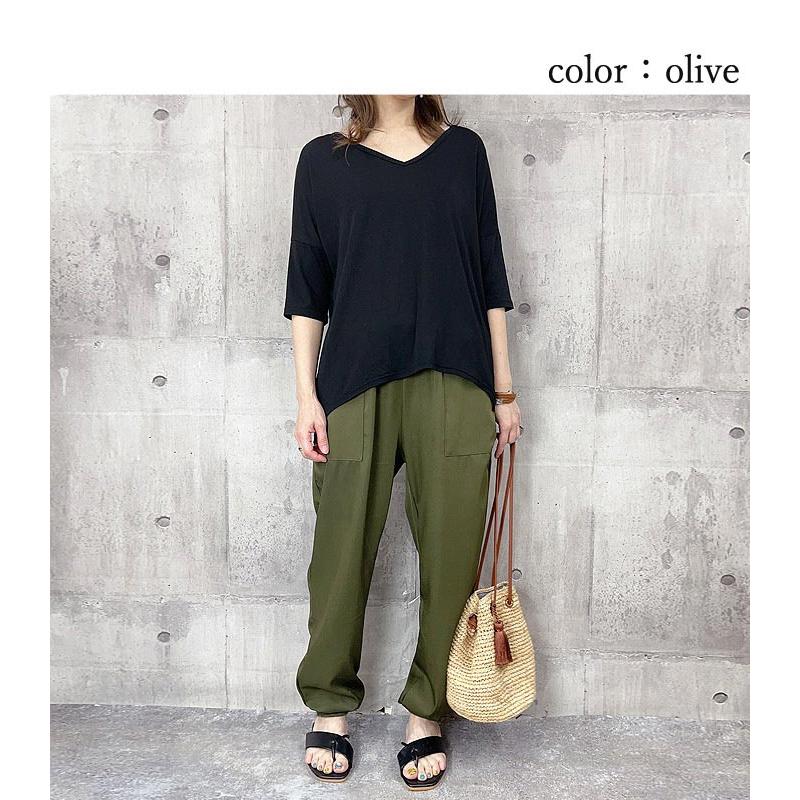 パンツ ジョガーパンツ レディース 春 夏 黒 おしゃれ ボトムス ロング ウエストゴム ポケット きれいめ [郵3]^b396^ | uricca | 21