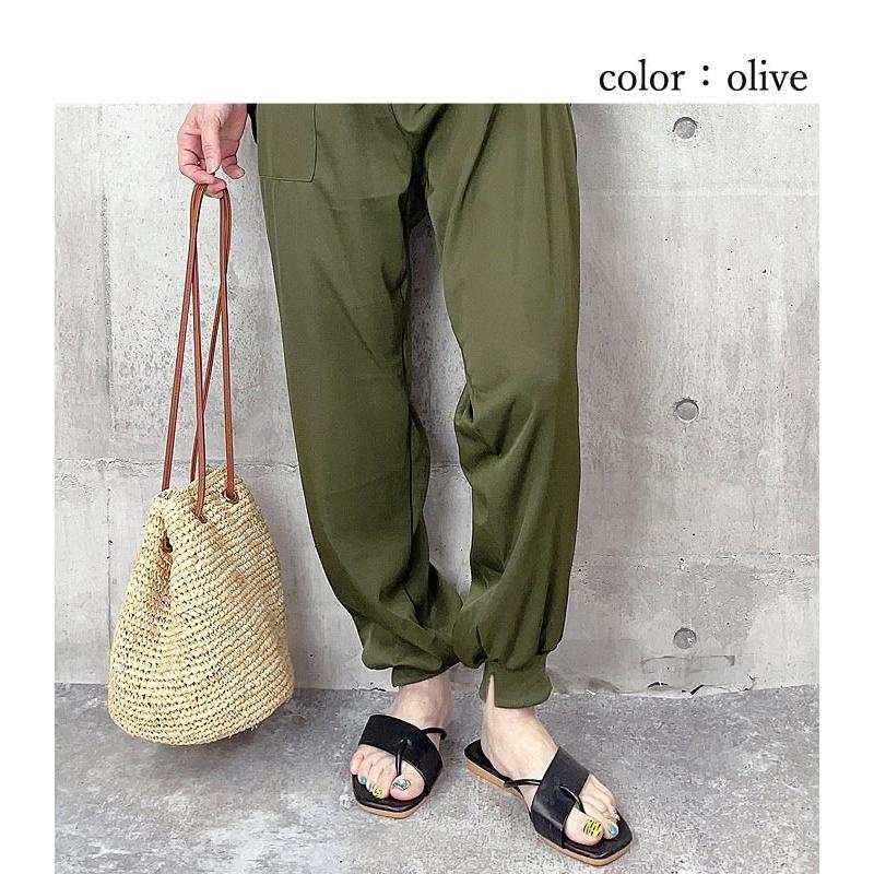 パンツ ジョガーパンツ レディース 春 夏 黒 おしゃれ ボトムス ロング ウエストゴム ポケット きれいめ [郵3]^b396^ | uricca | 22