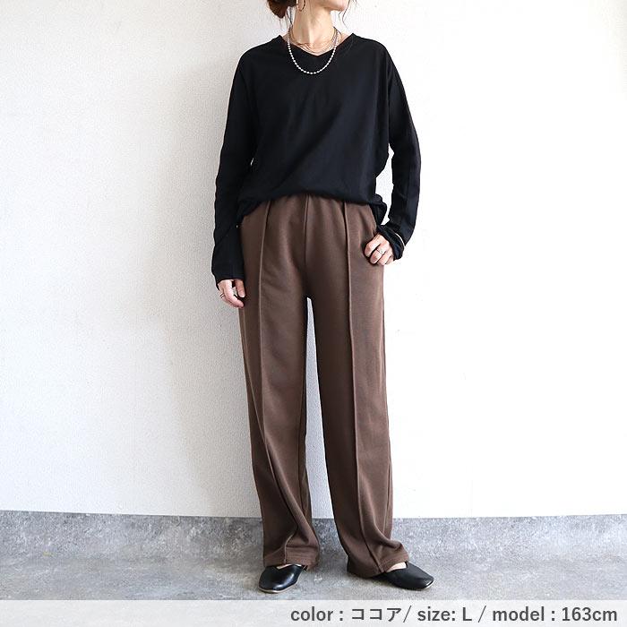 2691円 クーポンで！ ボトムス レディース スウェット 秋 冬 白 黒 おしゃれ かわいい 30代 40代 50代 無地 センターライン ウエストゴム　[郵3]^b504^ | uricca | 26