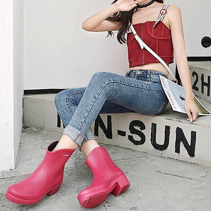 レインブーツ ブーツ レインシューズ レディース 春 夏 秋 冬 黒 おしゃれ ショート 防水 長靴 雨 雨靴 通勤 (送料無料)^bm1025^ | uricca | 15