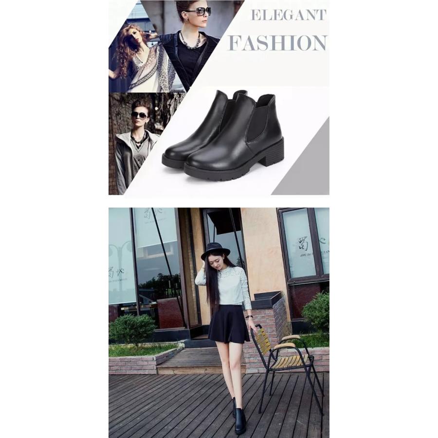 ブーツ ショートブーツ サイドゴア 厚底 レディース 黒 秋 冬 おしゃれ かわいい 30代 40代 50代 ローヒール シューズ ^bo-286^ | uricca | 02