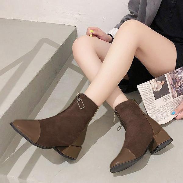 ブーツ レディース ヒール チャンキーヒール ショートブーツ ジップ 大人カジュアル おしゃれ レディース 靴 Bo 607 Bo 607 Uricca ウリッカ By Raspberry 通販 Yahoo ショッピング