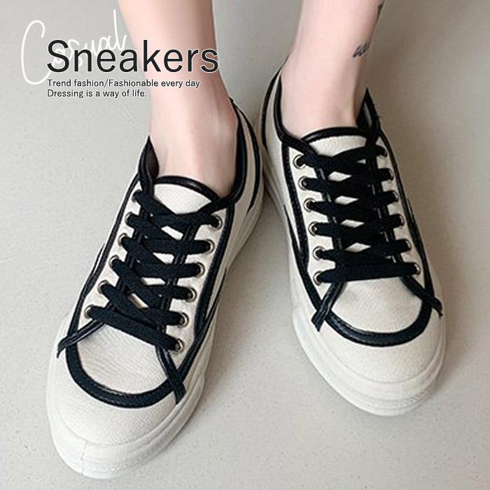 スニーカー レースアップスニーカー キャンバス 韓国 ローカット 厚底 靴 シューズ レディース 送料無料 Bo 847 Bo 847 Uricca ウリッカ By Raspberry 通販 Yahoo ショッピング