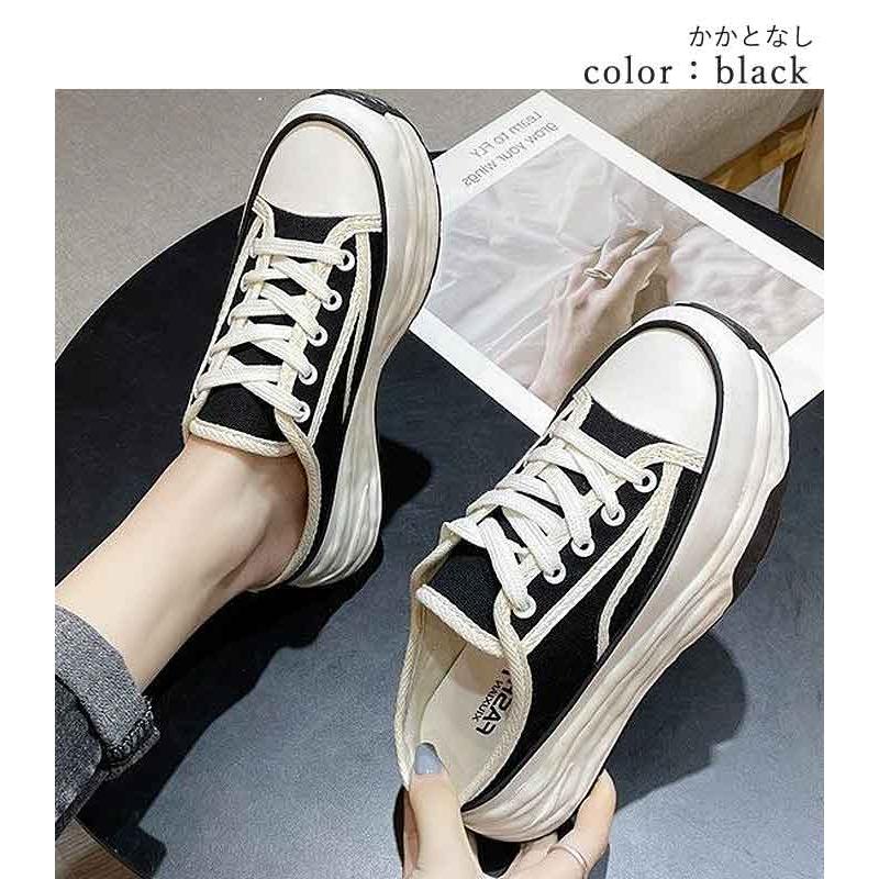 スニーカー 厚底 レディース シューズ 秋 冬 黒 白 おしゃれ かわいい 30代 40代 50代 大きいサイズ ローカット キャンバス ^bo-904^ | uricca | 16