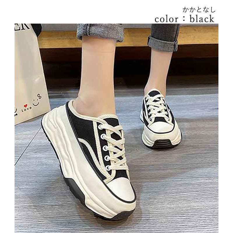 スニーカー 厚底 レディース シューズ 秋 冬 黒 白 おしゃれ かわいい 30代 40代 50代 大きいサイズ ローカット キャンバス ^bo-904^ | uricca | 17