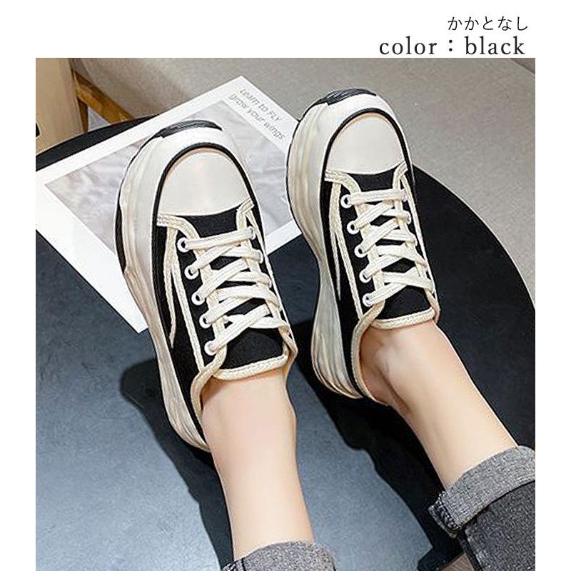 スニーカー 厚底 レディース シューズ 秋 冬 黒 白 おしゃれ かわいい 30代 40代 50代 大きいサイズ ローカット キャンバス ^bo-904^ | uricca | 18