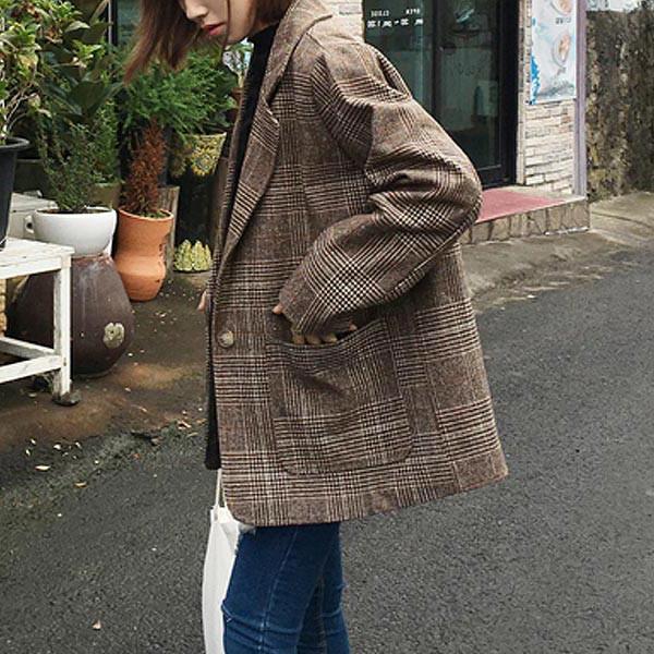 呼びかける ジーンズ 満たす ブラウン チェック ジャケット レディース Tsuchiyashika Jp