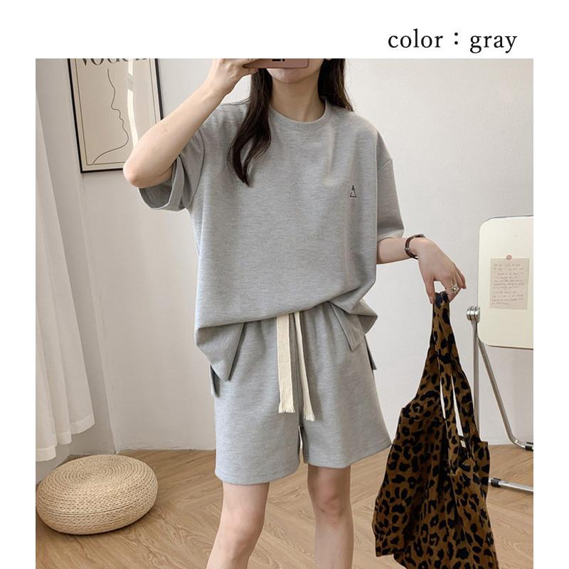セットアップ レディース 春 夏 Tシャツ パンツ 半袖 黒 上下セット 短パン ルームウェア [郵3]^su074^ | uricca | 16