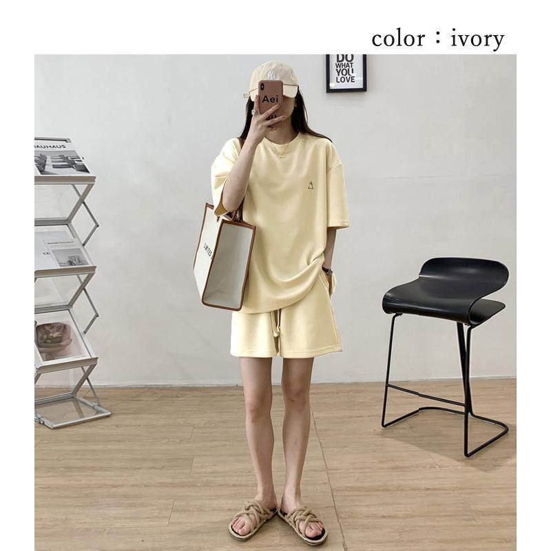 セットアップ レディース 春 夏 Tシャツ パンツ 半袖 黒 上下セット 短パン ルームウェア [郵3]^su074^ | uricca | 12